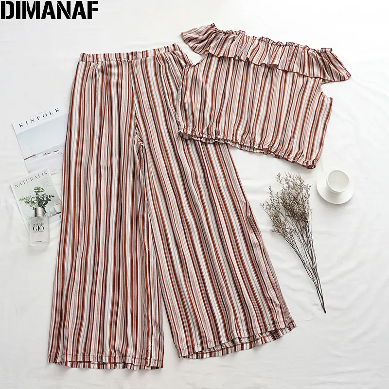 DIMANAF женские комплекты размера плюс летние сексуальные топы длинные штаны