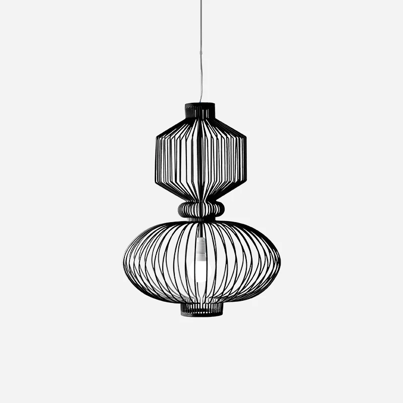 

Simple nordic iron table chandelier personalized creative restaurant bar coffee shop study single head birdcage lighting