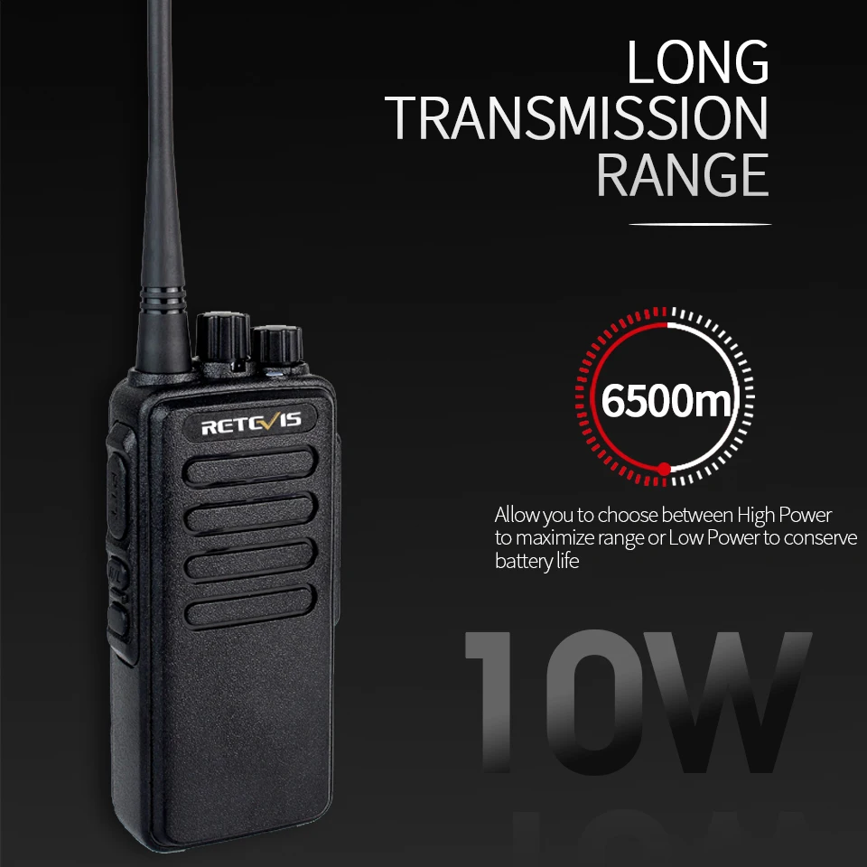 Рация Retevis RT1 VHF (или UHF) высокой мощности 10 шт. 3000 мАч с наушниками| |