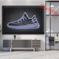 yeezy neon wall art poster sports shoes print poster canvas street art sneaker modular pictures for living room home decor frame