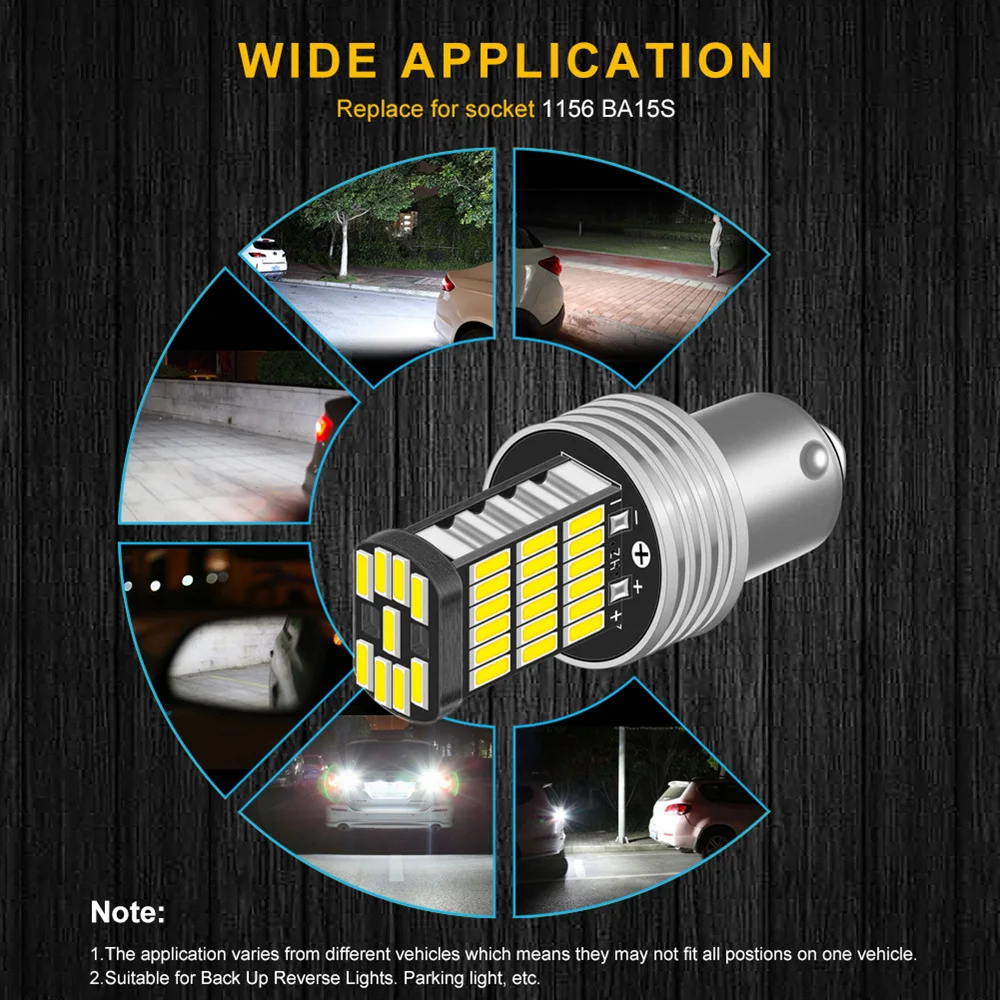 

2pcs BA15S P21W 1156 Car LED Reverse Light Bulb For VW Passat B5 B6 Golf 4 2001-2010 Canbus Auto Lamp Error Free DC 12V 6000K