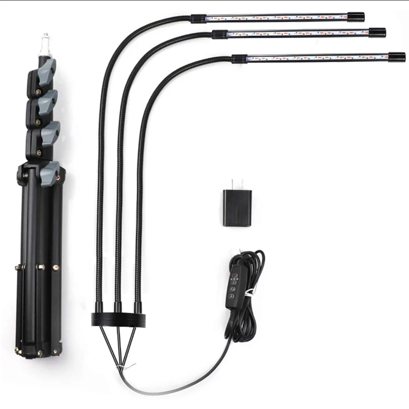

Grow Light with Tripod Stand Timing Dimmable Plant Growth Light with Red Blue Spectrum Adjustable Height & Angle 1.2m MD7