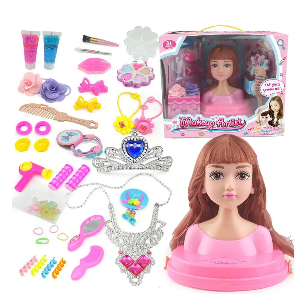 Армейский зеленый Макияж кукла голова девушки Playset с красоты и модные аксессуары - Цвет: Армейский зеленый