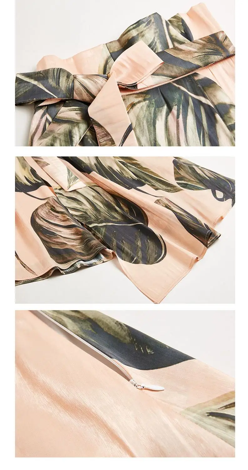 

2021 spring and summer new thin shirt retro print irregular half-length skirt set skirt gift belt