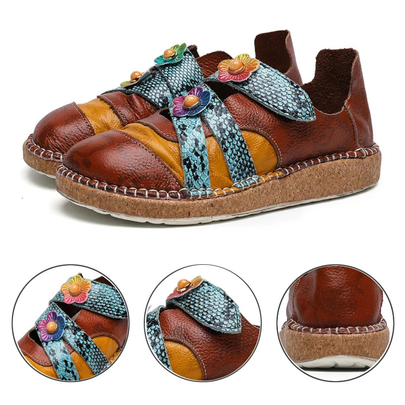 

Сандалии женские кожаные в богемном стиле, босоножки на плоской подошве, пляжные босоножки, гладиаторы, лето