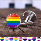 Запонки Pride Радуга, гей, мужские запонки высокого качества для геев, лесбиянок, бисексуалов, символов трансгенов, круглые мужские костюмные рубашки, запонки, пуговицы в подарок