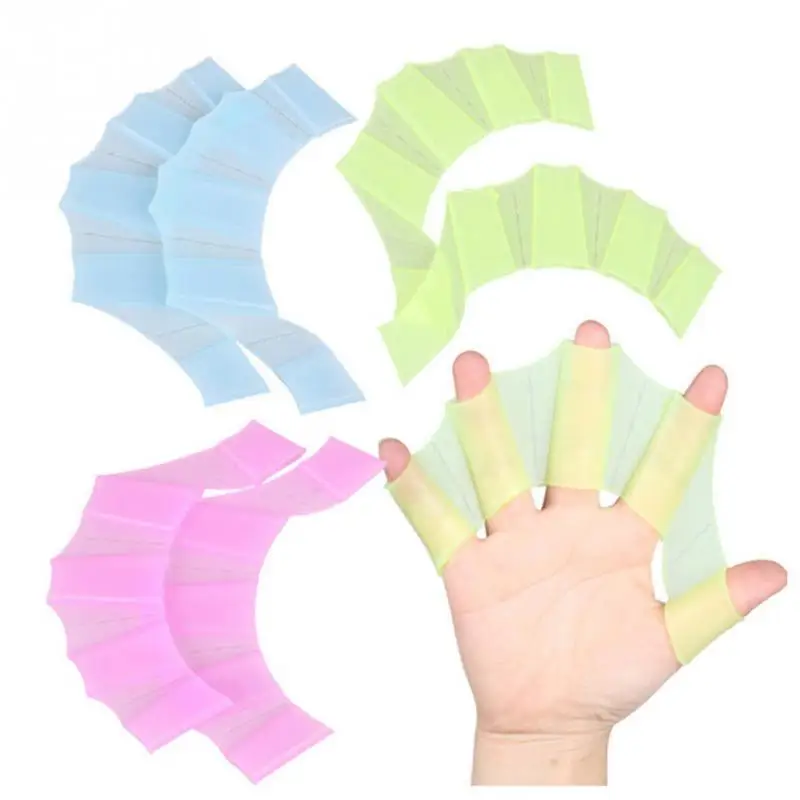

1Pair Unisex Frog Type Silicone Girdles Swimming Hand Fins Flippers Finger Webbed Gloves Paddle Water Sports ~3