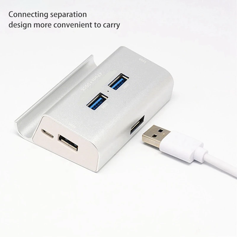 

4 in 1 Hub Mobile Phone Holder USB+Type-C+Micro-USB Hub USB Otg Hub Extender Suitable for Smart Phones and Tablets