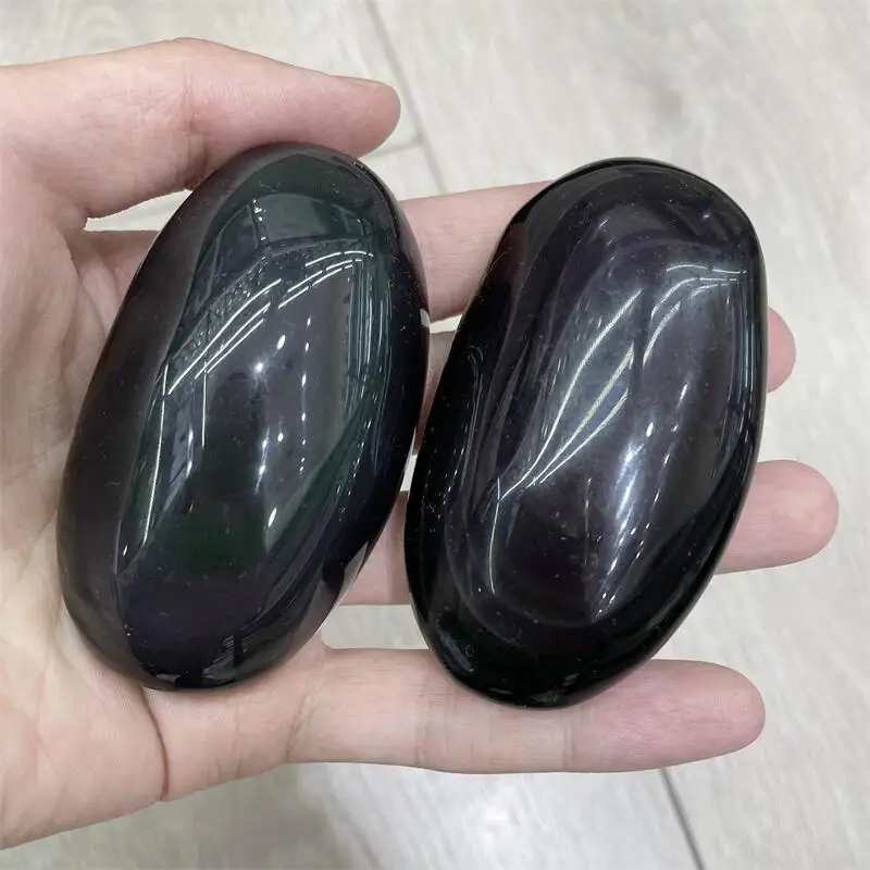 

Natural silver obsidian palm play palm palmstone palm stones plaything healing crystals and home decoration