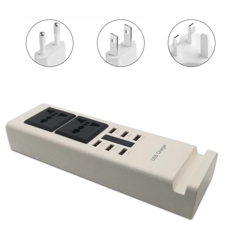 

Сетевой фильтр с вилкой Стандарта EU/UK/US, универсальная розетка 2AC, 6 портов, 5 В, 2,1 А, быстрое зарядное устройство USB для телефона, домашней элек...