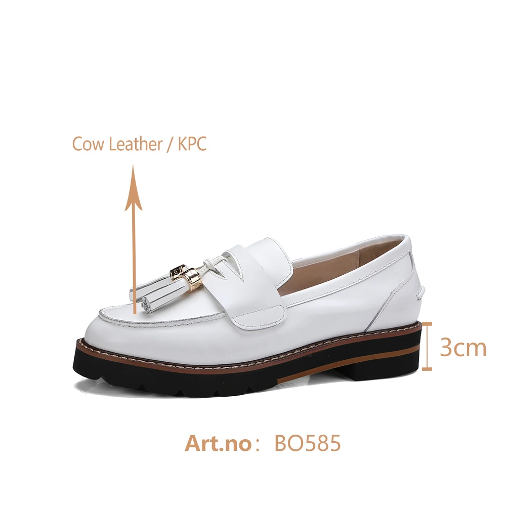 

BESCONE New Fashion Women Pumps Tassel Decoration High Quality Cow Leather Slip-On Round Toe Shoes Sweet Comfortable Pumps BO585