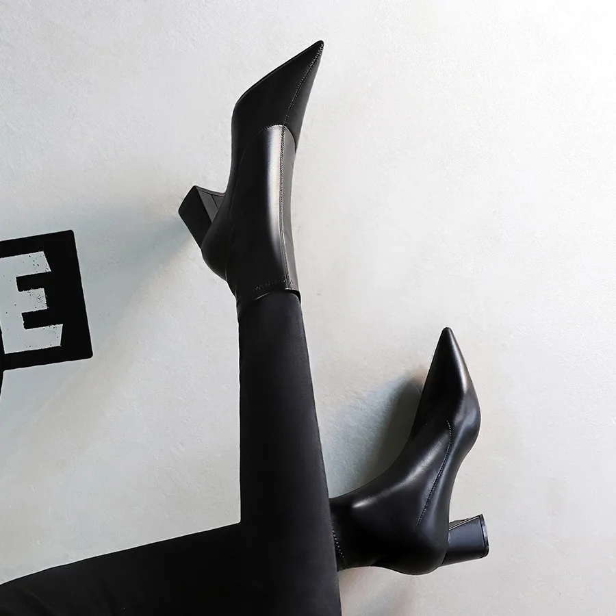 

Женские ботильоны на квадратном каблуке BIGTREE, черные или коричневые эластичные ботинки из мягкой искусственной кожи, Осень-зима 2021