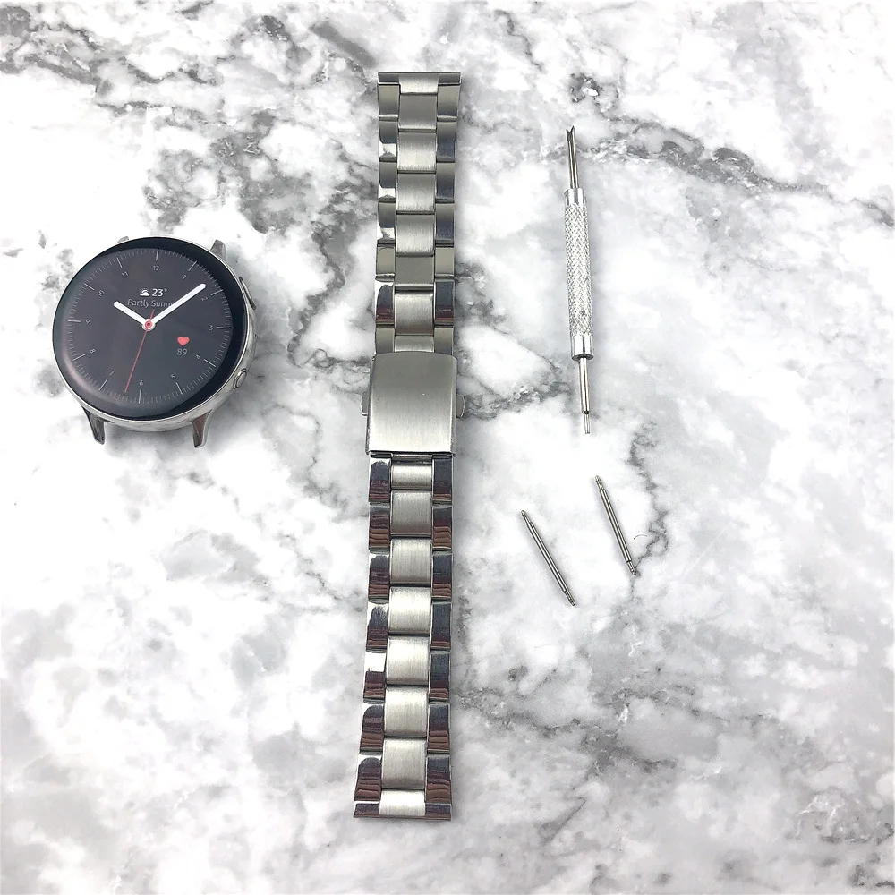 

22 20mm Band for Samsung Galaxy Watch Active 2 Bands 40mm 44mm thin Stainless Steel Straps for Huawei GT2 gear s3 frontier belt