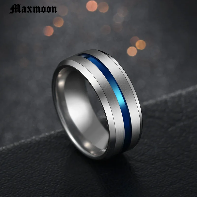 Maxmoon Горячая обручальные кольца черный синий из нержавеющей стали Midi Кольца для мужчин Шарм мужские ювелирные изделия дропшиппинг
