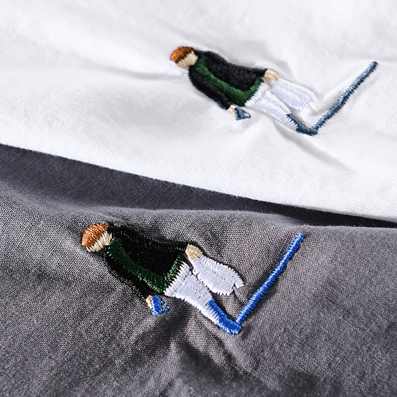 Мужская футболка с вышивкой коротким рукавом круглым вырезом | одежда