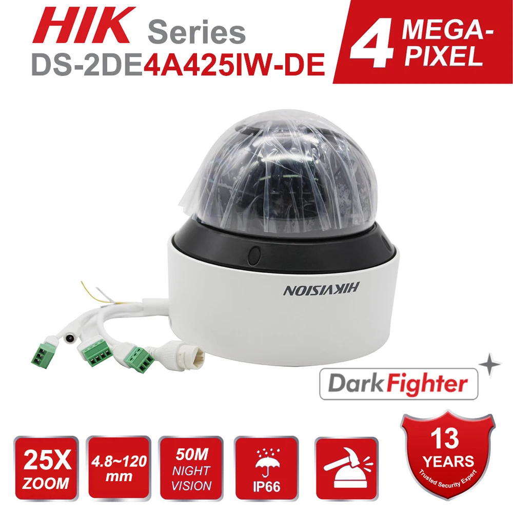 

Hikvision PTZ Камера H.265 + DS-2DE4A425IW-DE автоматическое слежение за 4MP 25X зум PTZ IP сети ИК IP камера POE Скорость Камера 4,8 ~ 120mm 50m звуковой сигнал