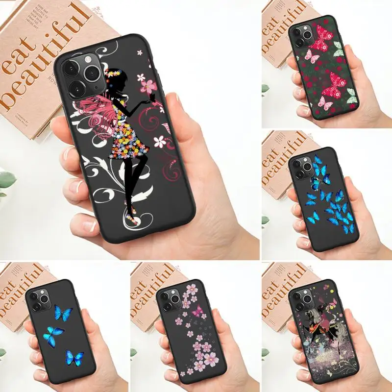 beauty blue butterfly phone case for iphone 12 pro max mini 11 pro xs max 8 7 6 6s plus x 5s se 2020 xr case free global shipping