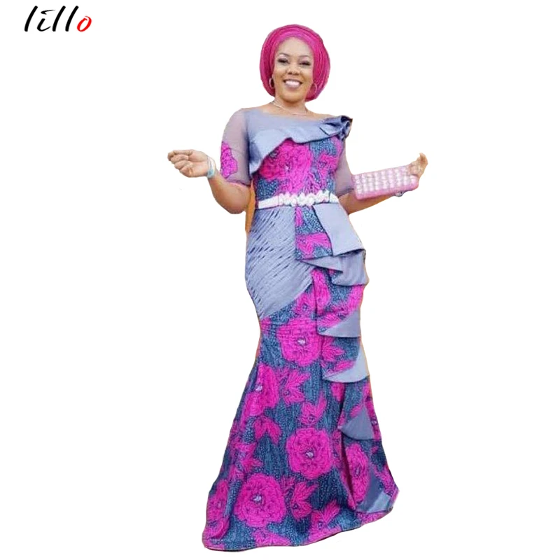 Модное Каскадное гофрированное платье Африканское женское вечернее горячая