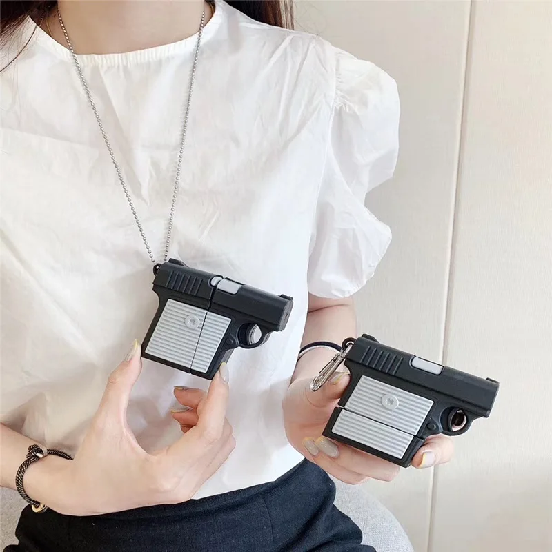 

For Airpods Case,3D Funny Gun Case For Airpods 1/2 Case Soft Silicone Earphone Headphone Cover For Airpods Pro Case