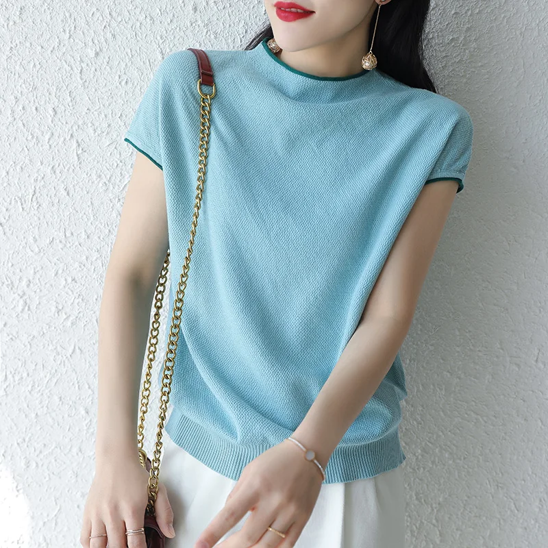 Short Sleeve Sweater Women Sweaters And Pullovers 100% Cotton Shirt Female Pullover Knitted Summer Jumpers Tops | Женская одежда