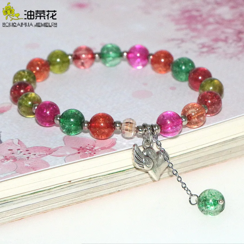 Original Ethnic Style Natural Stone Bracelet Opal Tourmalines Rubys Jades Woman Girl Gift Alloy Pendant Accessories Christmas | Украшения и