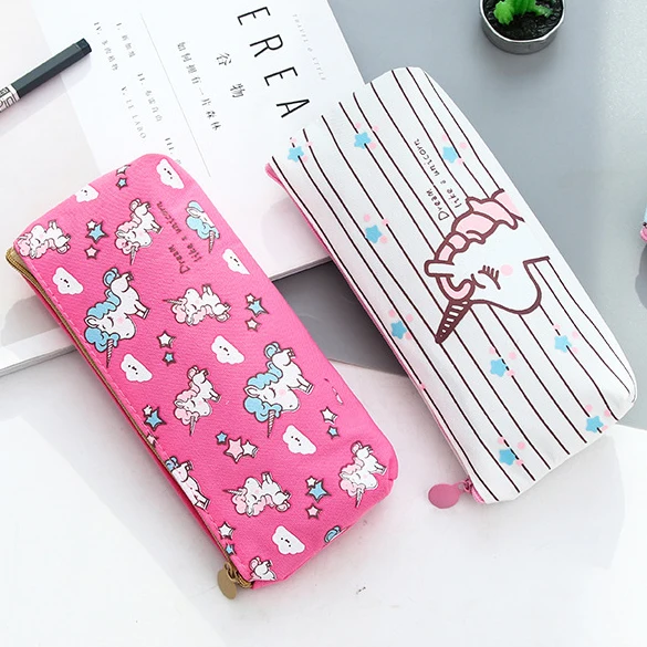 Креативный простой холщовый чехол карандаш с изображением единорога большой