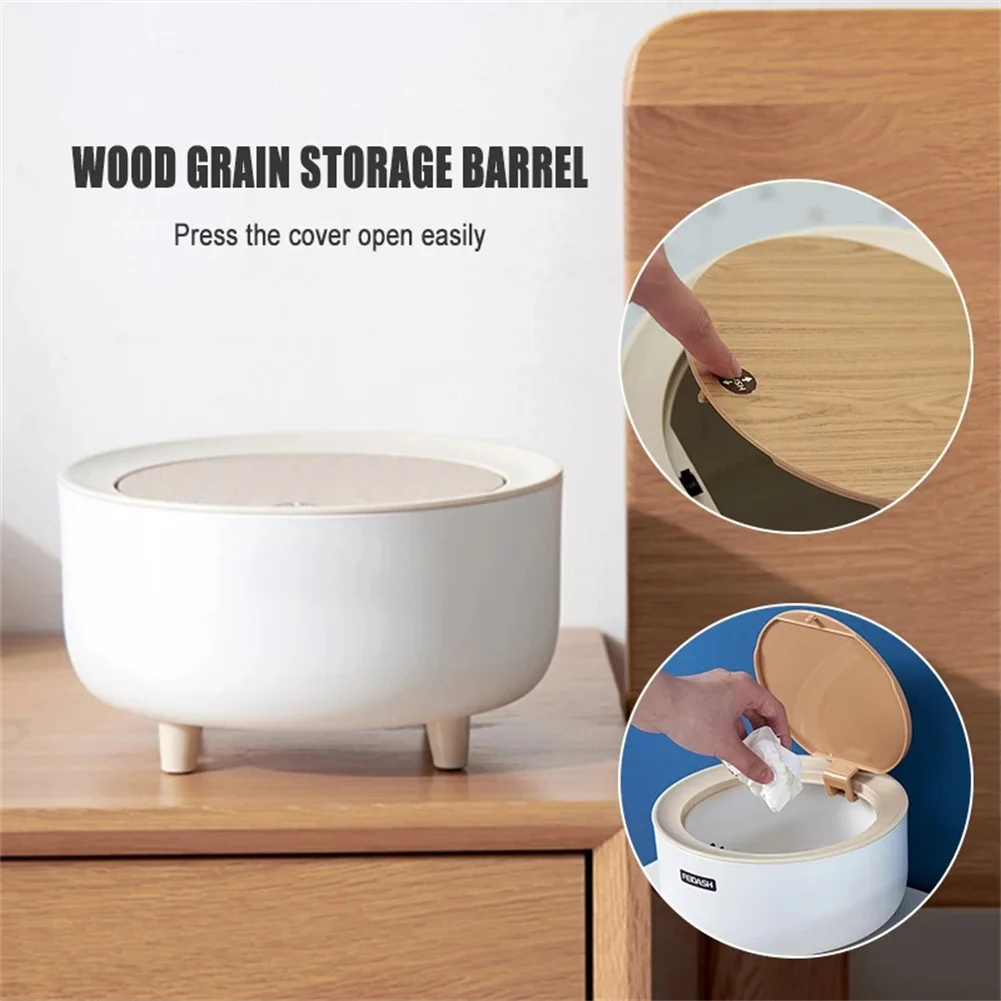 Desktop Mini Trash Can High Foot Design With Non-slip Mat Press Lid Elastic Buckle Tool Home Car Storage Bucket Dustbin | Дом и сад