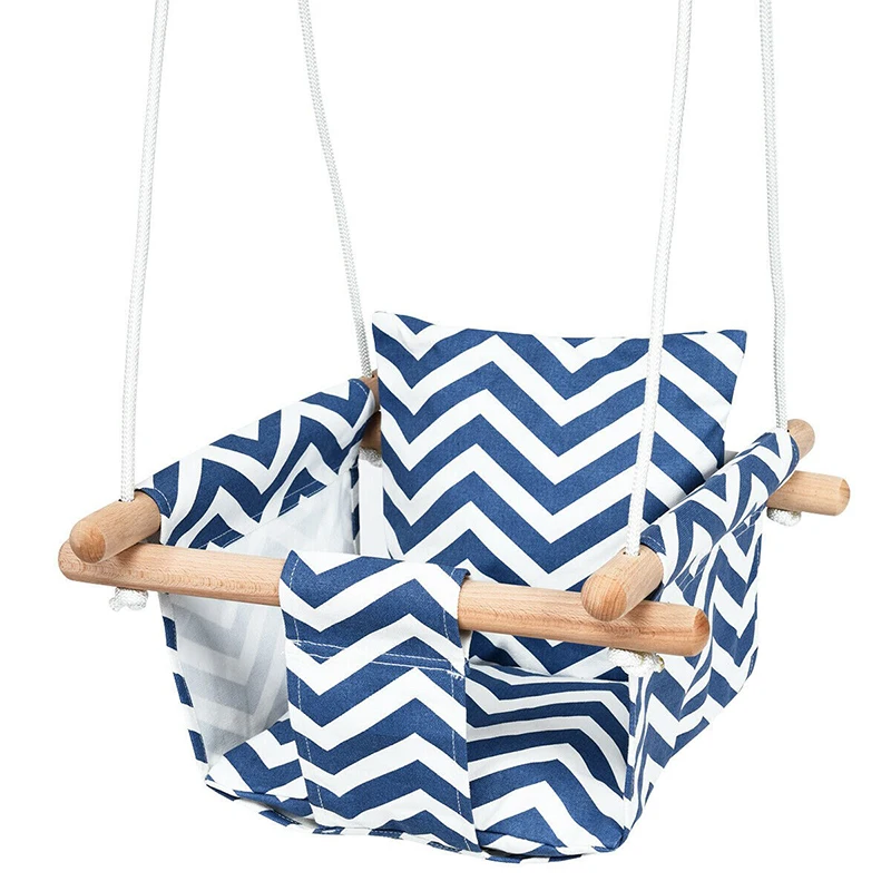 

Indoor Outdoor Baby Canvas Hanging Swing Breathable Environmentally 100% Cotton Canvas Adjustable PE Rope Kids Swing Seat