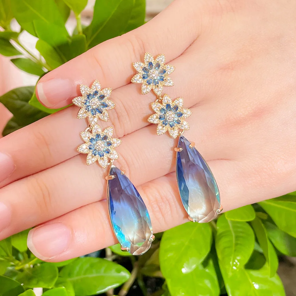 Женские серьги-подвески в виде подсолнуха с градиентом |