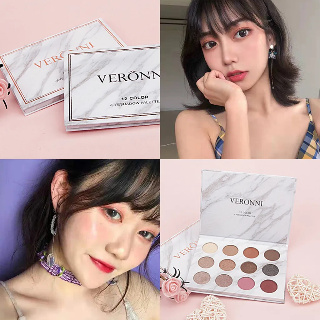 2019 VERONNI модные 12 цветов роскошный золотисто-матовый Обнаженная палитра теней для