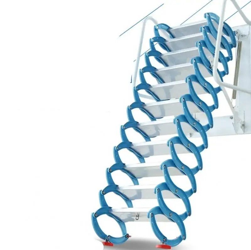 

Household Tool Set Outdoor Wall-Mounted Telescopic Staircase Manual Folding Ladder Portable Telescopic Staircase 2.5-3M