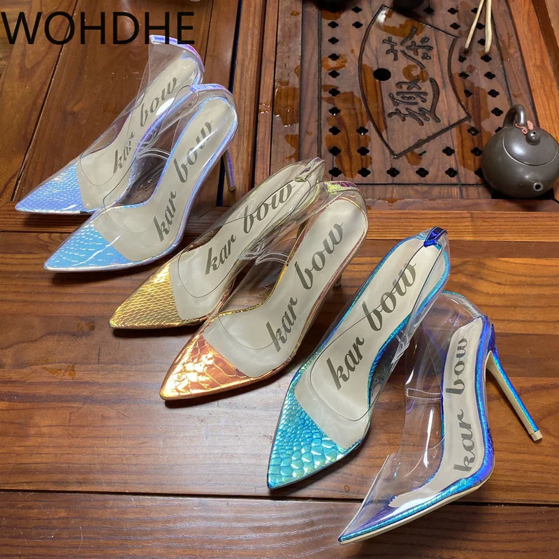 

Сандалии женские прозрачные на тонком каблуке 10 см, удобные туфли с острым носком, прозрачные босоножки из пвх, на высоком тонком каблуке