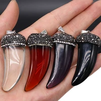 natural stone pendants crystal agates charms for diy jewelry making necklace bracelets size 23x57mm