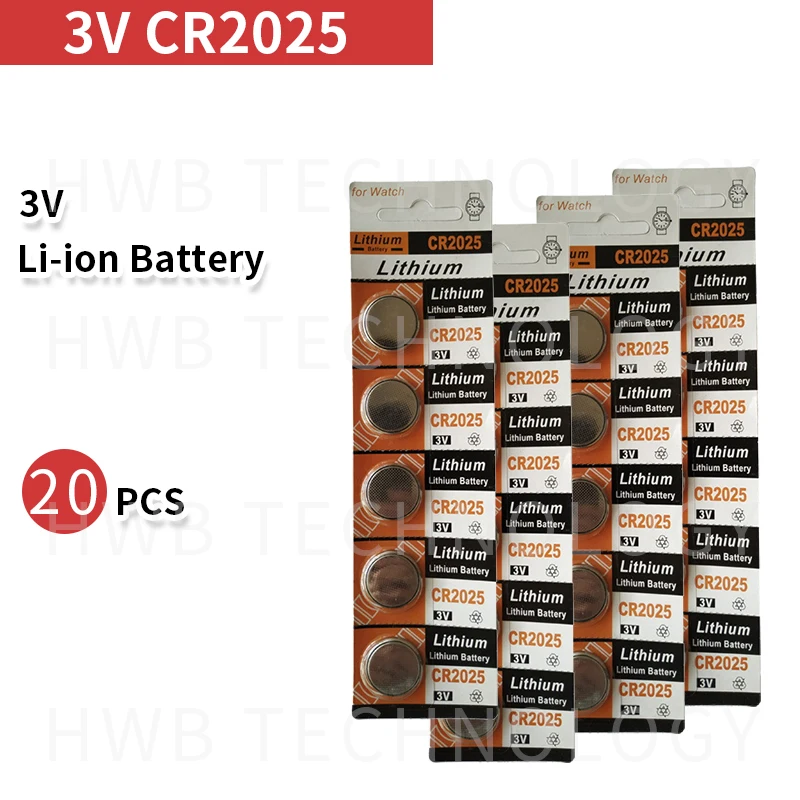 20 шт. 3 в CR2025 ECR2025 DL2025 BR2025 2025 KCR2025 L12 кнопочный элемент 3 в литиевая батарея для часов, COSMOSNEWLAND батарея