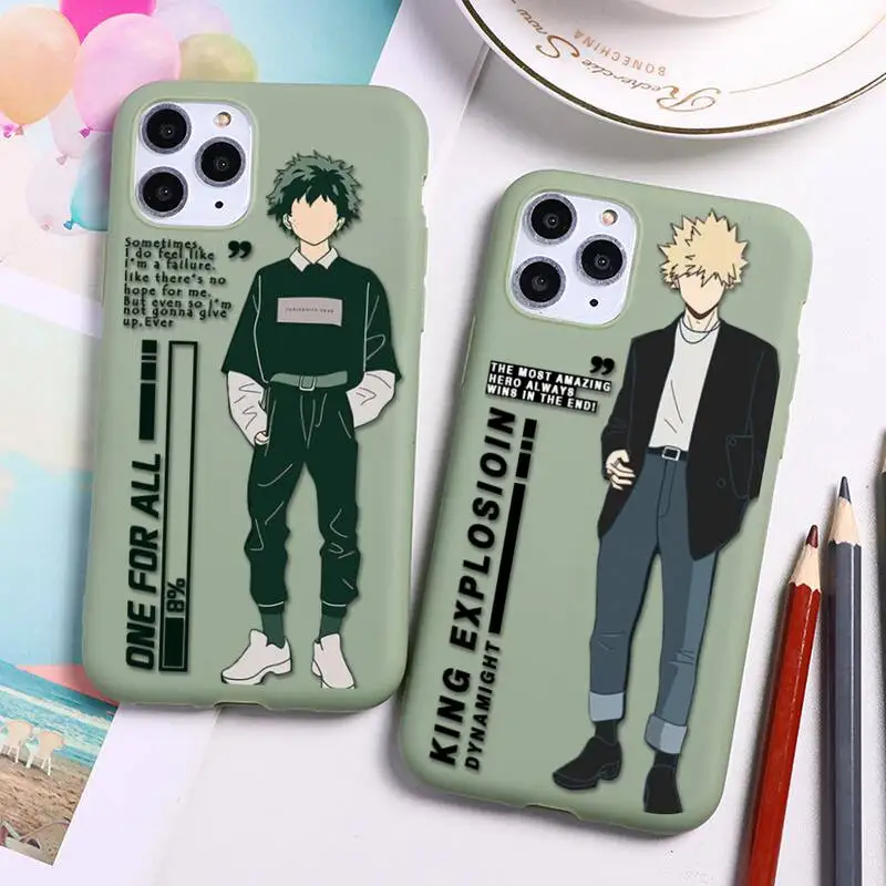 

My Hero Academia Deku Bakugou Boku No Hero Phone Case For iphone 13 12 11 Pro Max Mini XS 8 7 6 6S Plus X SE 2020 XR green cover
