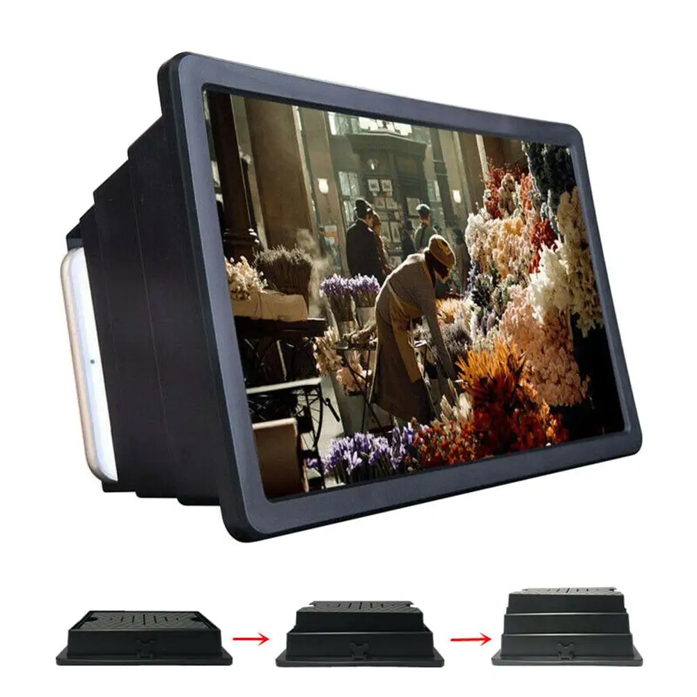 

Folding 3D Movies HD Mobile Phone Screen Amplifier Retractable Video Magnifier Stand Glass Bracket Holder For Home Office Travel