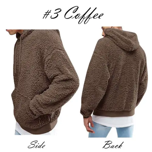 Men's Sweatshirts Winter Warm Faux Fur Teddy Bear Hoodies Long Sleeve Hooded Pullover Tops One Piece Jumper | Мужская одежда