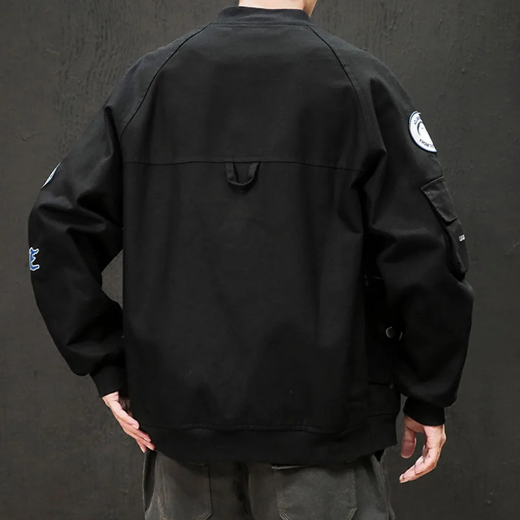 SAGACE мужская повседневная однотонная куртка на молнии большого размера