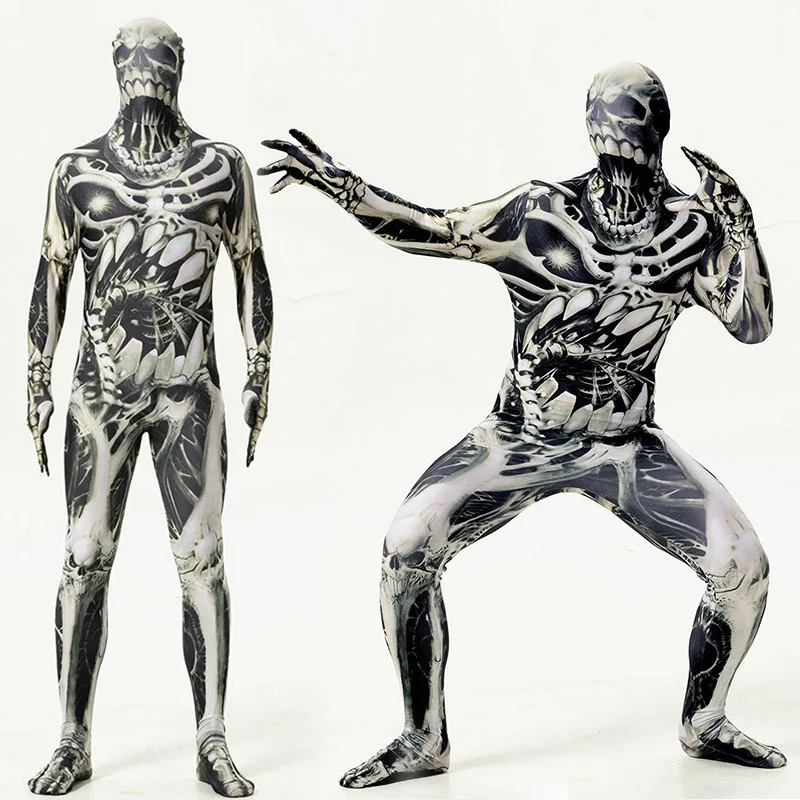 

Halloween Cosplay Costumes Adult New Terror Death Skeleton Bodysuit Thin Breathable Hell Demon Style Cosplay Clothing 2022