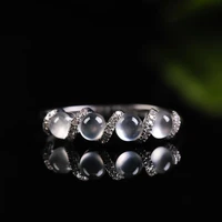 original design light luxury s925 sterling silver inlaid natural chalcedony ring high ice chalcedony kinds of womens elegant