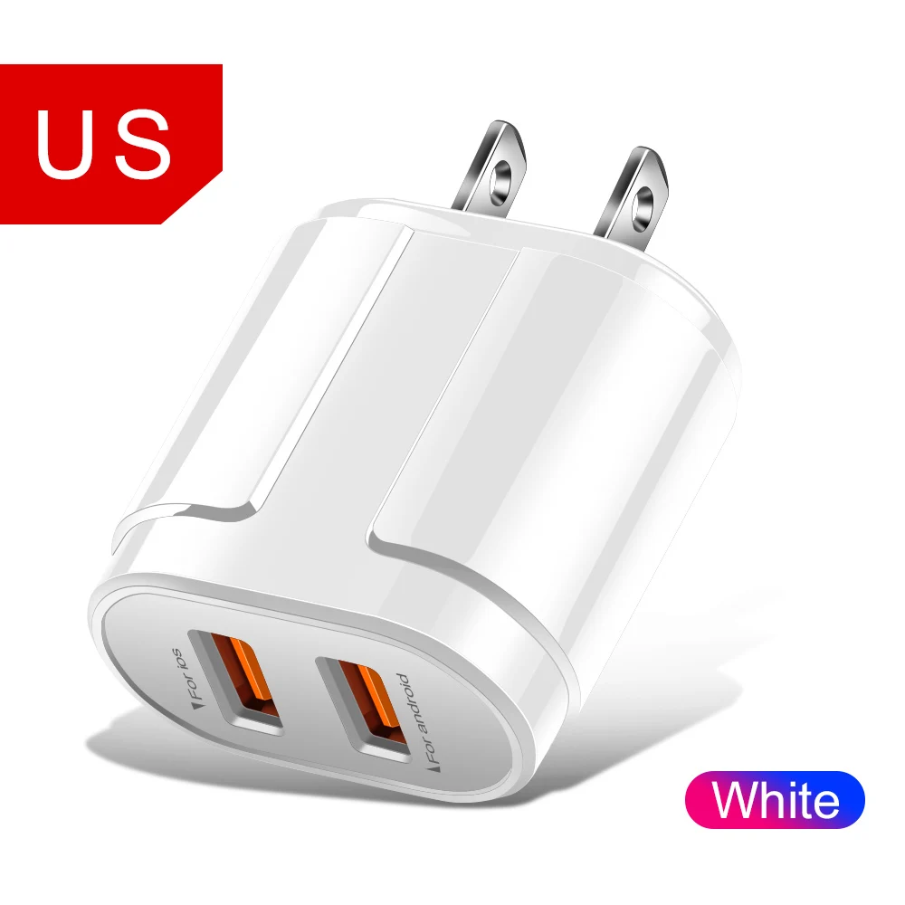 US Plug Олаф USB Зарядное устройство Dual Порты штепсельная вилка европейского стандарта, 5 В/2.4A дорожный настенный адаптер мобильный телефон Micro USB разъем для зарядки и синхронизации данных для iphone samsung Xiaomi huawei LG - Тип штекера: US Plug