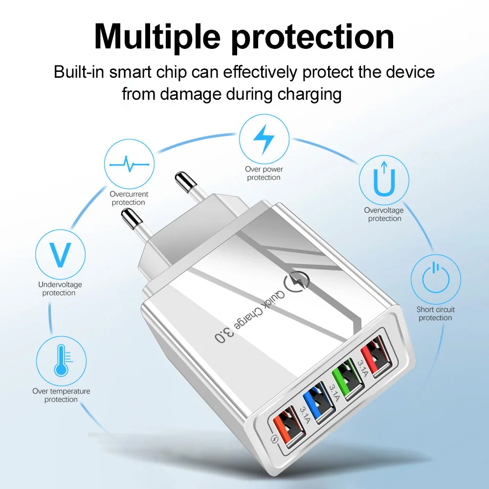 euus plug usb charger quick charge 3 0 for phone adapter for iphone 13 for huawei mate 30 tablet portable wall mobile charger free global shipping