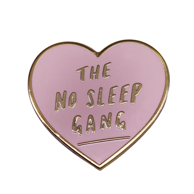 Брошь в форме сердца No Sleep Gang светильник-розовая брошь Забавный значок для