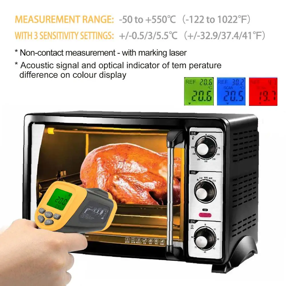 HoldPeak HP 981C инфракрасный термометр для измерения температуры 30 ~ 550'c / 22 1022'f