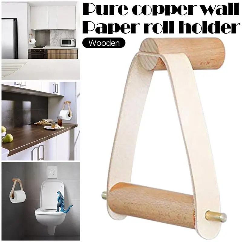 

Wooden Rolled Toilet Paper Holder Bathroom Storage Paper Hand Towel Dispenser Toilet Tissue Paper Rack 2021 the new