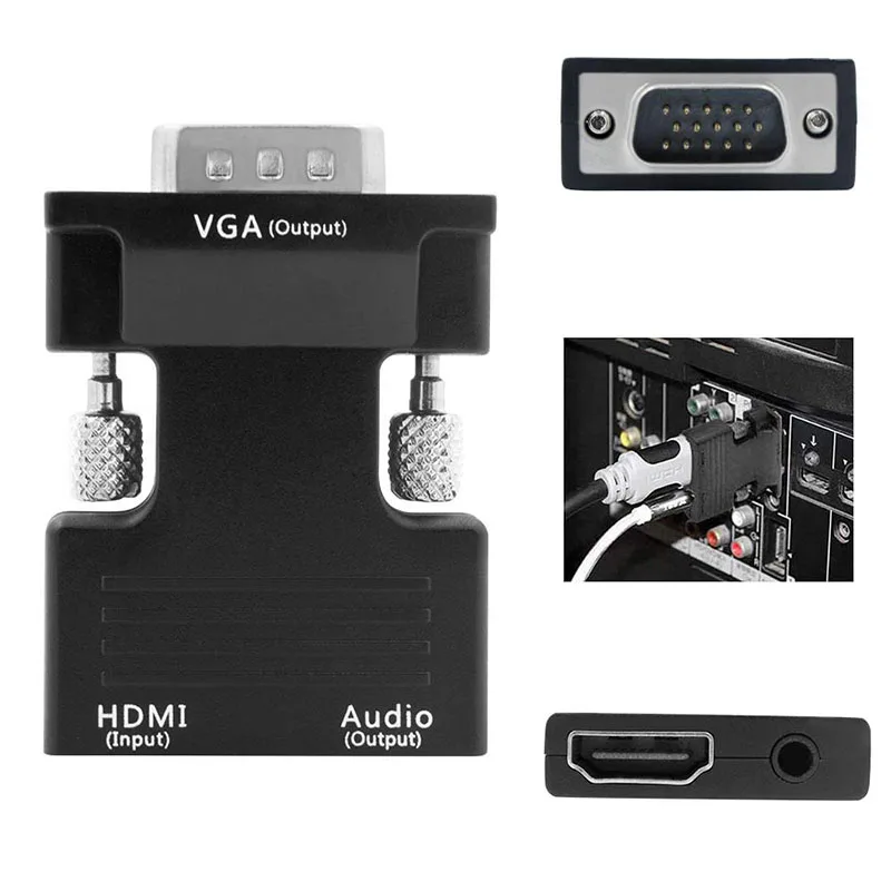 HDMI к VGA адаптер 1080P цифровой аналоговые аудио и видео конвертер Соединительный