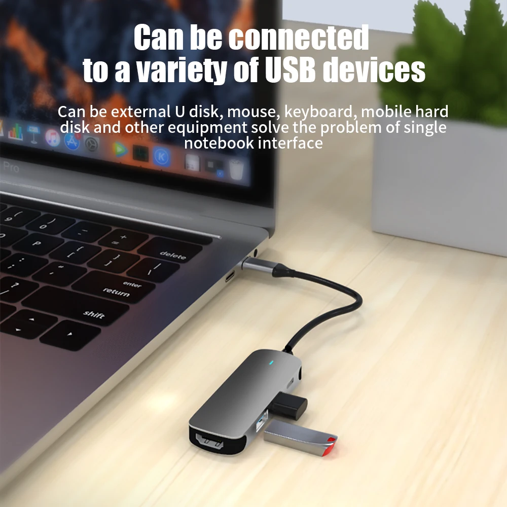 4 in 1 usb c hub type c adapter to hdmi 4k 60hz pd charge usb 3 0 splitter 4 ports docking station for laptop pc accessories free global shipping