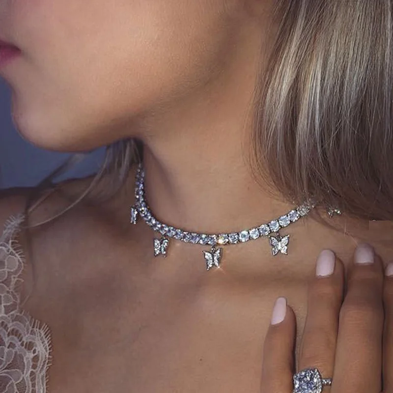 Популярные женские бабочка теннис колье чокер Kpop ювелирные изделия 2020 цепи