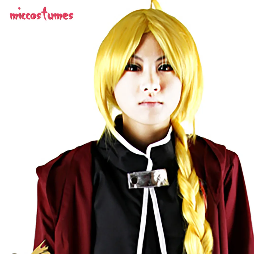 Синтетический парик цельнометаллический алхимик Эдвард Элрик желтый