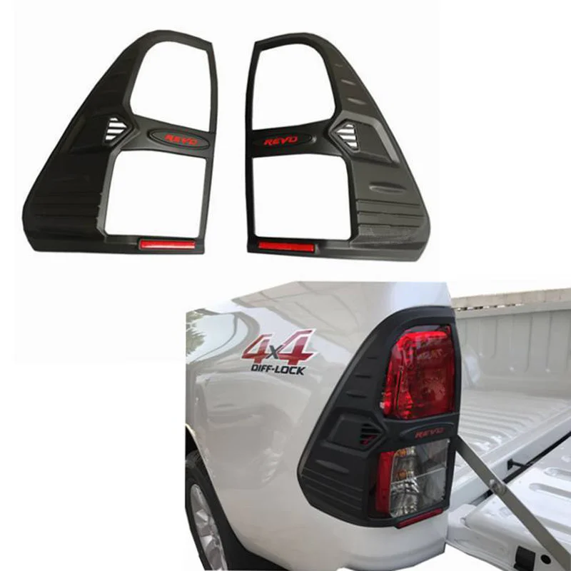 

Accesorios Hilux REVO Tail Light Cover For Toyota Hilux 2015 ABS Black Matte Decoration Car Exterior Rear Lamp Hoods